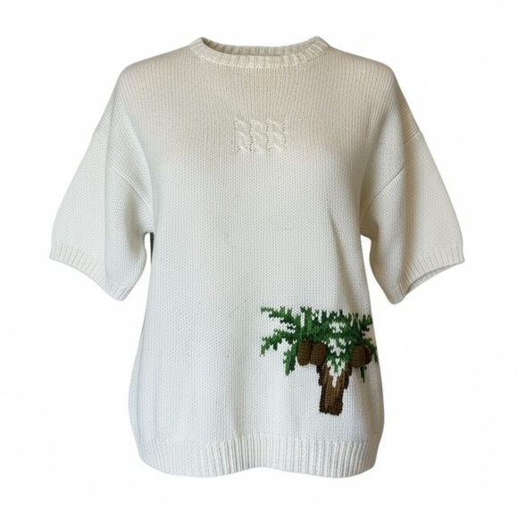 Vintage Marisa Christina Hand Knit Beach hawaii Tropical Palm Tree Sweater M - Picture 5 of 10